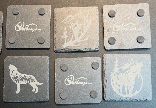 Laser engraved slate coasters