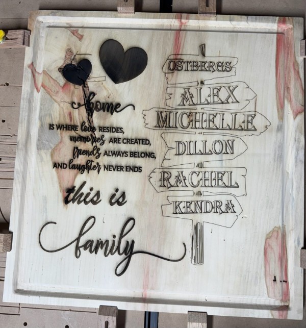 CNC routed and laser engraved cutting board