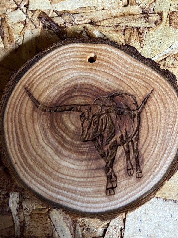 Laser engraved wood ornament