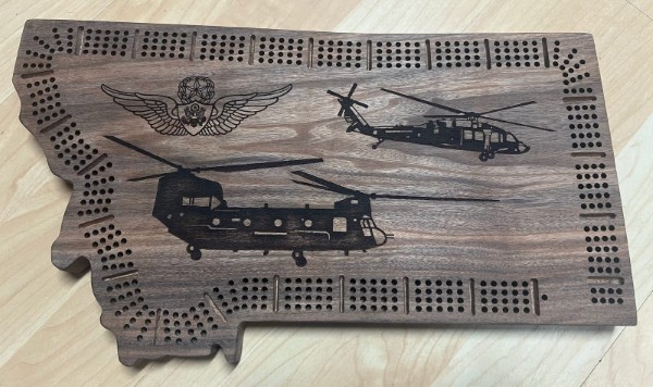 Laser engraved cribbage board